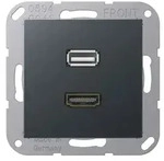 Jung Multimedia-Einsatz HDMI / USB (anthrazit matt)
