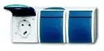Busch-Jaeger ocean SCHUKO&reg; Steckdose 3-fach - waagerecht (grau/blaugr&uuml;n)