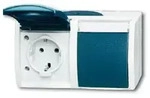 Busch-Jaeger ocean SCHUKO&reg; Steckdose mit Beschriftungsfeld, 2-fach (grau/blaugr&uuml;n)