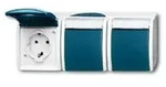 Busch-Jaeger ocean SCHUKO&reg; Steckdose mit Beschriftungsfeld, 3-fach (grau/blaugr&uuml;n)