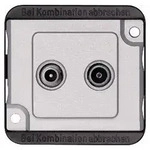 BK-/Sat-Antennenstichdose, 2fach (mattsilber)