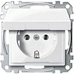 Merten SCHUKO-Steckdose,System M,mit Klappdeckel (polarwei&szlig; gl&auml;nzend)