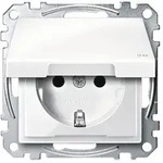 Merten SCHUKO-Steckdose, System M, mit Klappdeckel, IP44 (polarwei&szlig; gl&auml;nzend)