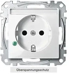 Merten SCHUKO-Steckdose, System M, mit &Uuml;berspannungsschutz und Schriftfeld