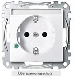 Merten SCHUKO-Steckdose, System M, mit &Uuml;berspannungsschutz und Schriftfeld