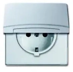 SCHUKO&reg; Steckdosen-Einsatz mit Klappdeckel (alusilber)
