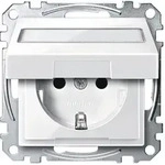 Merten SCHUKO-Steckdose, System M,mit Klappdeckel und Schriftfeld (polarwei&szlig;