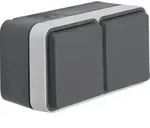 Berker W.1 - Steckdose SCHUKO 2fach, waagerecht mit Klappdeckel (grau/lichtgrau matt)