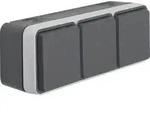 Berker W.1 - Steckdose SCHUKO 3fach, waagerecht mit Klappdeckel (grau/lichtgrau matt)