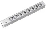 Bachmann 19 Zoll Steckdosenleiste 8-fach, 2m Zuleitung mit Schuko-Stecker, Alu, wei&szlig;