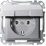 Merten SCHUKO-Steckdose, System M,mit Klappdeckel (aluminium matt)