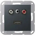 Jung Multimedia-Einsatz Cinch Audio / Miniklinke 3,5 mm / HDMI (anthrazit matt)