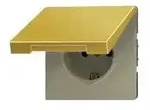 SCHUKO-Steckdose mit Klappdeckel (goldfarben)