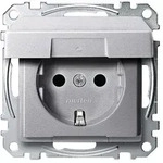 Merten SCHUKO-Steckdose, System M,mit Klappdeckel (aluminium matt)