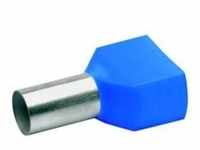Zwillingsaderendhülsen isoliert, 2 x 16mm2 / 14mm, blau, 100 Stück