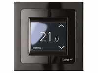 DEVI UP-Uhrenthermostat DEVIreg Touch 16A, 230V mit Einfachrahmen, schwarz