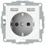 Merten SCHUKO-Steckdosemit USB Ladeger&auml;t Typ A, System M (polarwei&szlig; gl&auml;nzend)