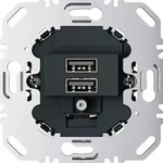 Berker USB Ladesteckdose 230 V, 2fach, 3.0A, eckiger Tragring, anthrazit matt