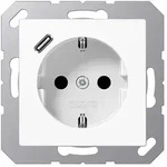 JungSCHUKO-Steckdose mit USB-Ladeger&auml;t Typ C (alpinwei&szlig;)