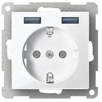 Merten SCHUKO-Steckdose mit USB Ladeger&auml;t, System M (aktivwei&szlig; gl&auml;nzend)