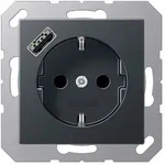 Jung SCHUKO-Steckdose mit USB-Ladeger&auml;t Typ A (anthrazit matt)