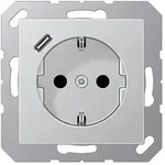 JungSCHUKO-Steckdose mit USB-Ladeger&auml;t Typ C (aluminium)