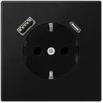 JungSCHUKO-Steckdose mit USB-Ladeger&auml;t Typ C+A (graphitschwarz matt)