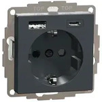 Merten SCHUKO-Steckdosemit USB Ladeger&auml;t Typ A und Typ C, 3,0 A, System M (anthrazit