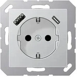 JungSCHUKO-Steckdose mit USB-Ladeger&auml;t Typ C+A (aluminium)