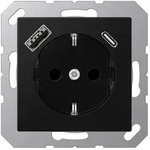 JungSCHUKO-Steckdose mit USB-Ladeger&auml;t Typ C+A (graphitschwarz matt)