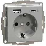 Merten SCHUKO-Steckdosemit USB Ladeger&auml;t Typ A und Typ C, 3,0 A, System M (aluminium
