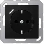 JungSCHUKO-Steckdose mit USB-Ladeger&auml;t Typ C (graphitschwarz matt)
