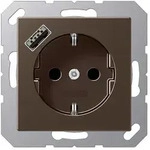 Jung SCHUKO-Steckdose mit USB-Ladeger&auml;t Typ A (mokka)