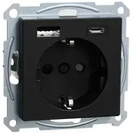 Merten SCHUKO-Steckdose mitUSB Ladeger&auml;t A+C, System M, schwarz matt (lackiert)