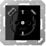 JungSCHUKO-Steckdose mit USB-Ladeger&auml;t Typ C+A (schwarz)