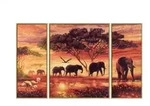 Afrika Elefantenkarawane Triptychon &ndash; Malen nach Zahlen