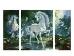 Einhorn im Zauberwald Triptychon &ndash; Malen nach Zahlen