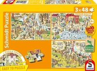 Schmidt Spiele 56582, Schmidt Spiele Spa&szlig; im Zoo, 3 x 48 Teile Kinderpuzzle
