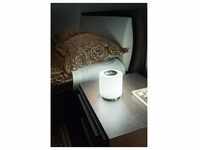 Fabas Luce nickel satinierte LED Tischleuchte Simi 8W mit Opalglas