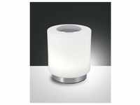 Fabas Luce verchromte LED Tischleuchte Simi 8W mit glänzendem Glas +...