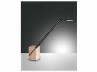 Fabas Luce LED Tischleuchte VIKTOR aus Holz & schwarzem Metall inkl. Touchdimmer
