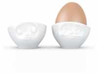 Schmunzel Eierbecher-Sets küssend - verträumt in weiß