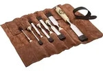 KIRSCHEN Stechbeitelsatz in Ledertasche 8-tlg. mit Wei&szlig;buchenheft