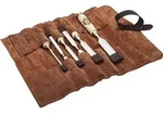 KIRSCHEN Stechbeitelsatz in Ledertasche 6-tlg. mit Wei&szlig;buchenheft 6-10-12-16-20-26