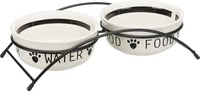 TRIXIE Napf-Set, Keramik/Metall, wei&szlig;/schwarz | 2 &times; 0,6 l