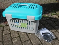 TRIXIE Transportbox Midi-Capri, hellgrau/t&uuml;rkis | 44 &times; 33 &times; 32 cm