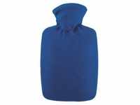 Wärmflasche Klassik 1,8 l mit Fleecebezug blau