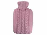 Wärmflasche Klassik 1,8 l mit Strickbezug pastell-rosa
