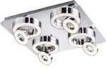 LED-Deckenleuchte, Chrom, 4-flg, schwenkbar, modern, warmwei&szlig;