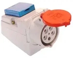AS-Schwabe CEE Wand-Kombi-Dose 400V/16A, Geh&auml;use aus Polyamid